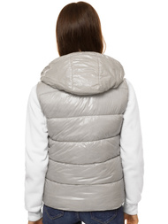 Kamizelka damska pikowana z kapturem szara OZONEE O/SW025/24