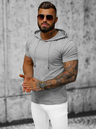 T-shirt męski z kapturem szary OZONEE JS/8T957/2Z