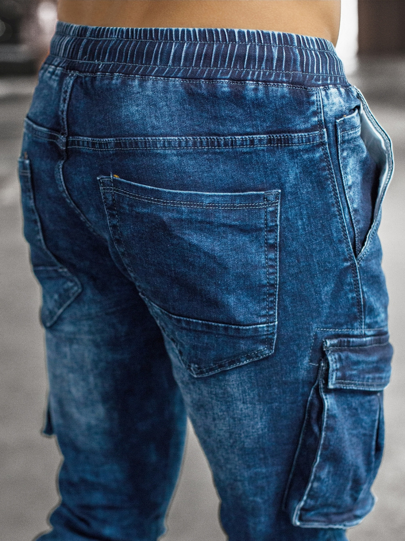 Spodnie jeansowe joggery męskie niebieskie OZONEE DR/TF056