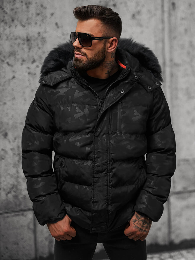 Kurtka zimowa męska pikowana czarna OZONEE JS/27M8109