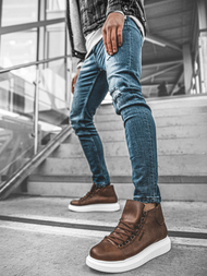 Sneakersy wysokie brązowo-białe OZONEE CH/258