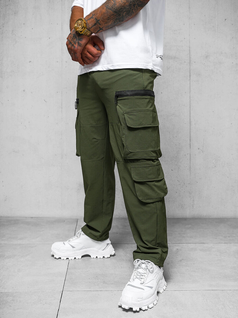 Spodnie męskie cargo wide leg khaki OZONEE O/PS5526