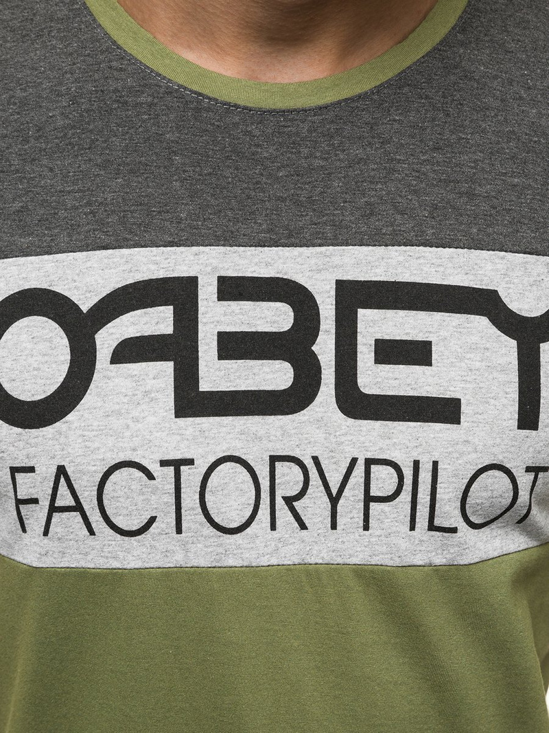 T-Shirt męski z nadrukiem zielony OZONEE O/1179Z