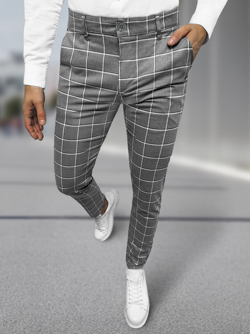 Spodnie męskie chino materiałowe ciemno-grafitowe OZONEE DJ/5522Z