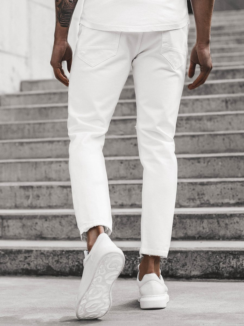 Spodnie jeansowe męskie białe OZONEE B/55082