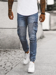 Spodnie jeansowe joggery męskie niebieskie OZONEE NB/MP0092BS