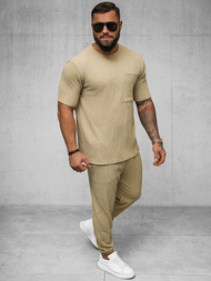 Spodnie dresowe męskie camelowe OZONEE O/K960SP