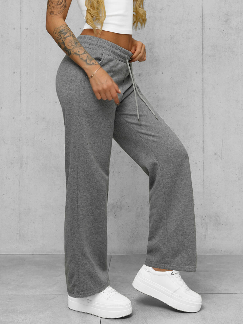 Spodnie dresowe damskie z szeroką nogawką grafitowe OZONEE JS/92K508/5