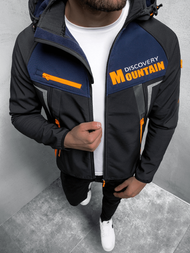 Kurtka softshell męska z kapturem czarna OZONEE JS/HH021/1A