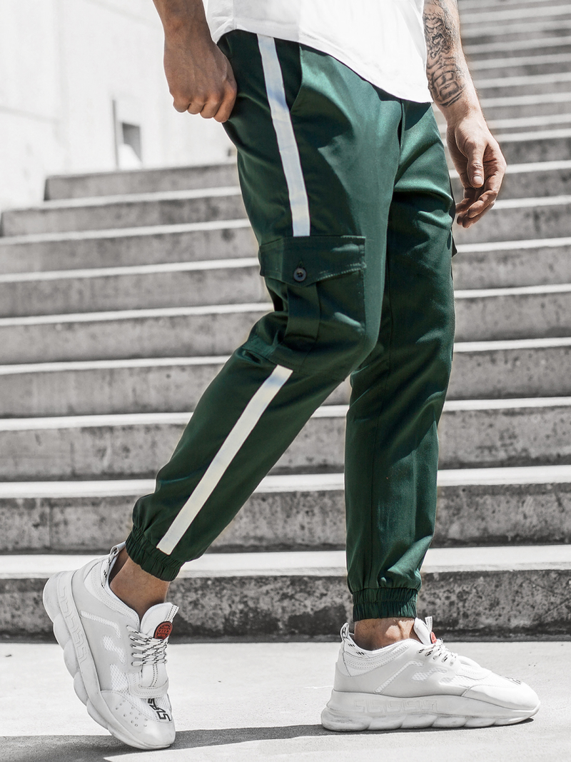 Spodnie męskie chino joggery ciemno-zielone OZONEE DJ/5580