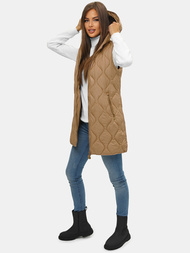 Стьобаний жіночий жилет Темно-Бежева OZONEE O/H928/89