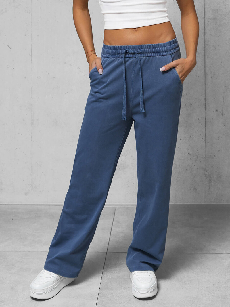 Spodnie jeansowe damskie wide leg niebieskie OZONEE O/330098