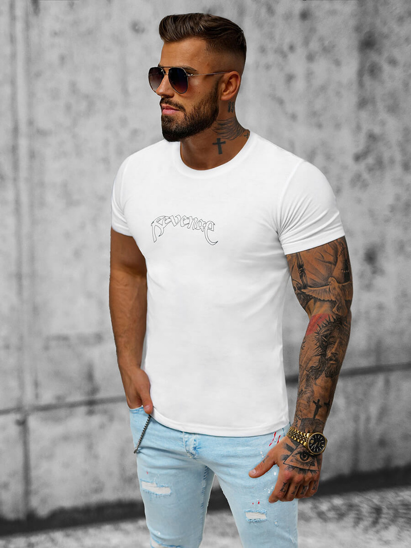 T-shirt męski biały OZONEE O/T108/1Z