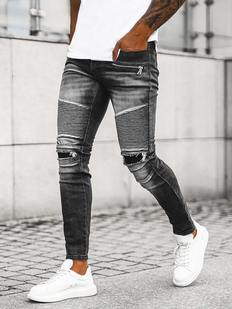 Spodnie jeansowe męskie czarne OZONEE NB/MP0122N