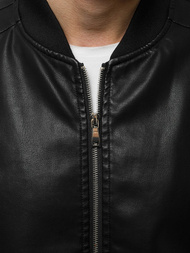 Kurtka skórzana męska czarna OZONEE JB/JP1147Z