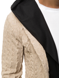 Bluza z kapturem męska beżowa OZONEE MACH/2138