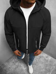 Kurtka softshell przejściowa męska z kapturem czarna OZONEE JS/HM189/1