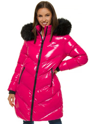 Kurtka zimowa damska parka z futerkiem różowa OZONEE JS/M23069/3