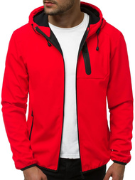 Kurtka softshell męska z kapturem czerwona OZONEE JS/KS2183