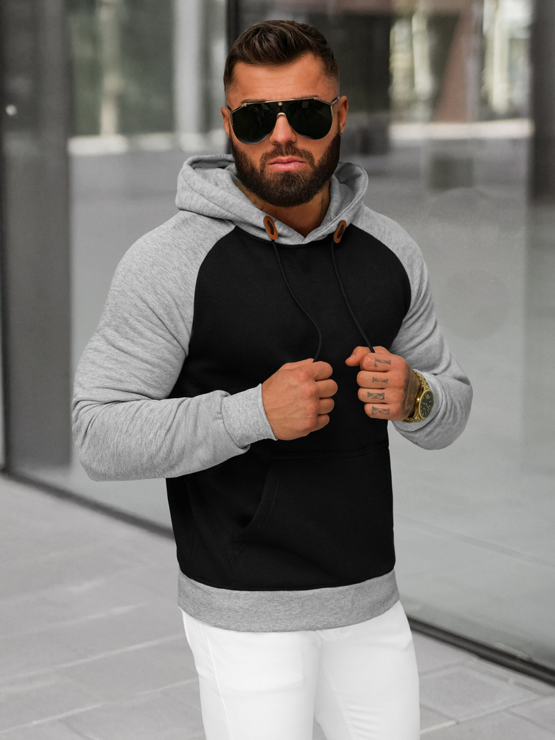 Bluza z kapturem męska czarna OZONEE JS/8B157/3B