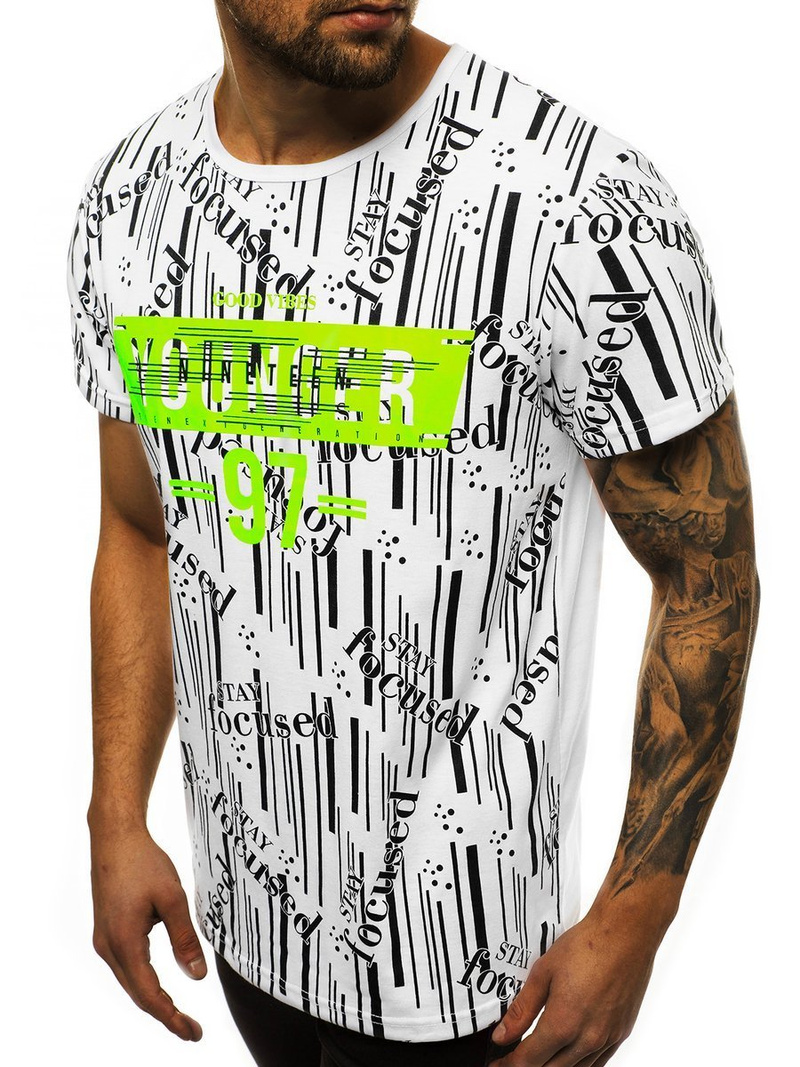 T-Shirt męski biały OZONEE JS/KS1993