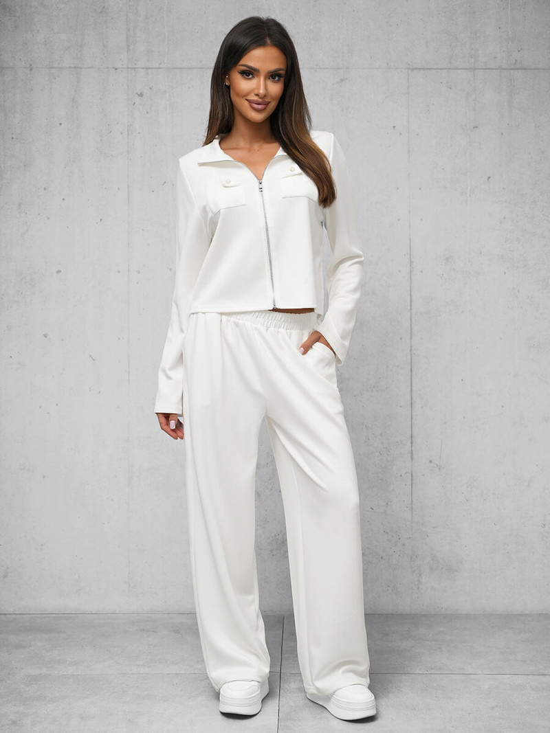 Komplet dresowy damski dwuczęściowy biały OZONEE O/XYS3230