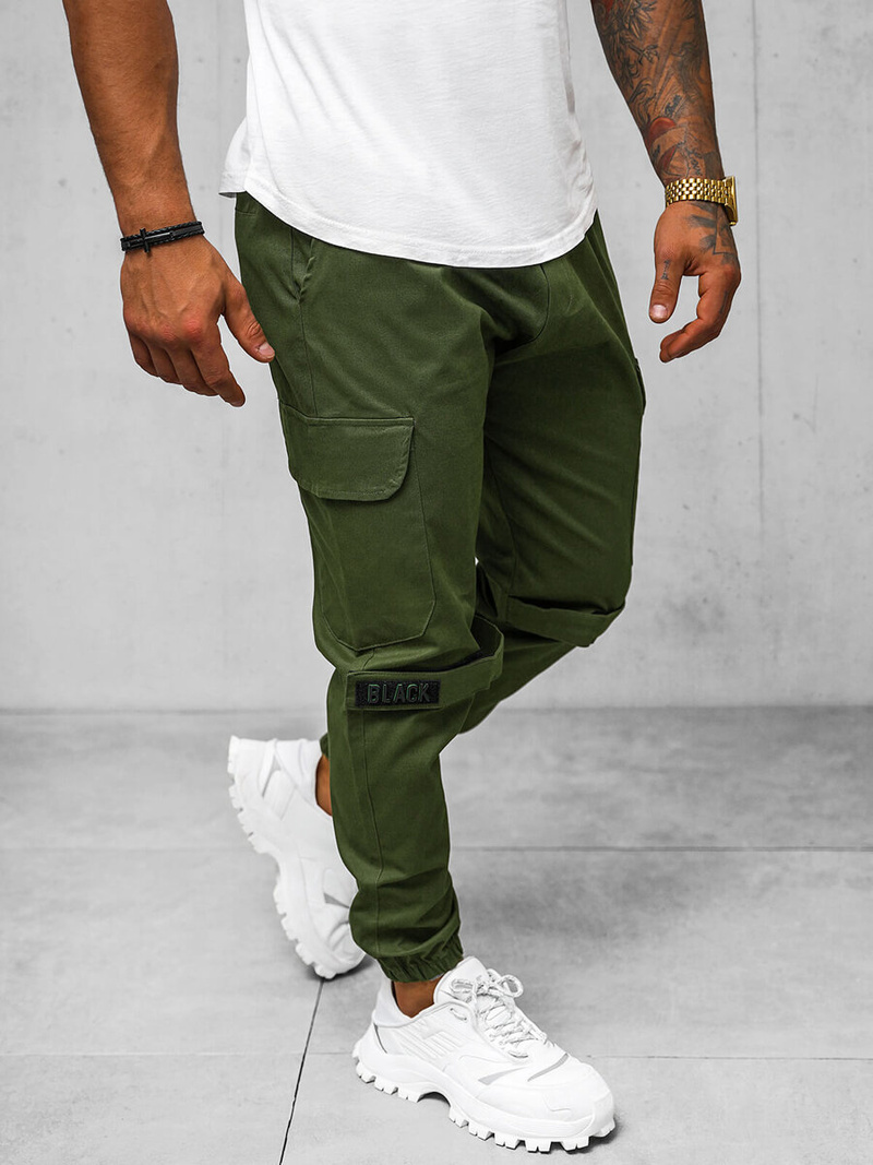 Spodnie męskie chino joggery khaki OZONEE O/G3014Z