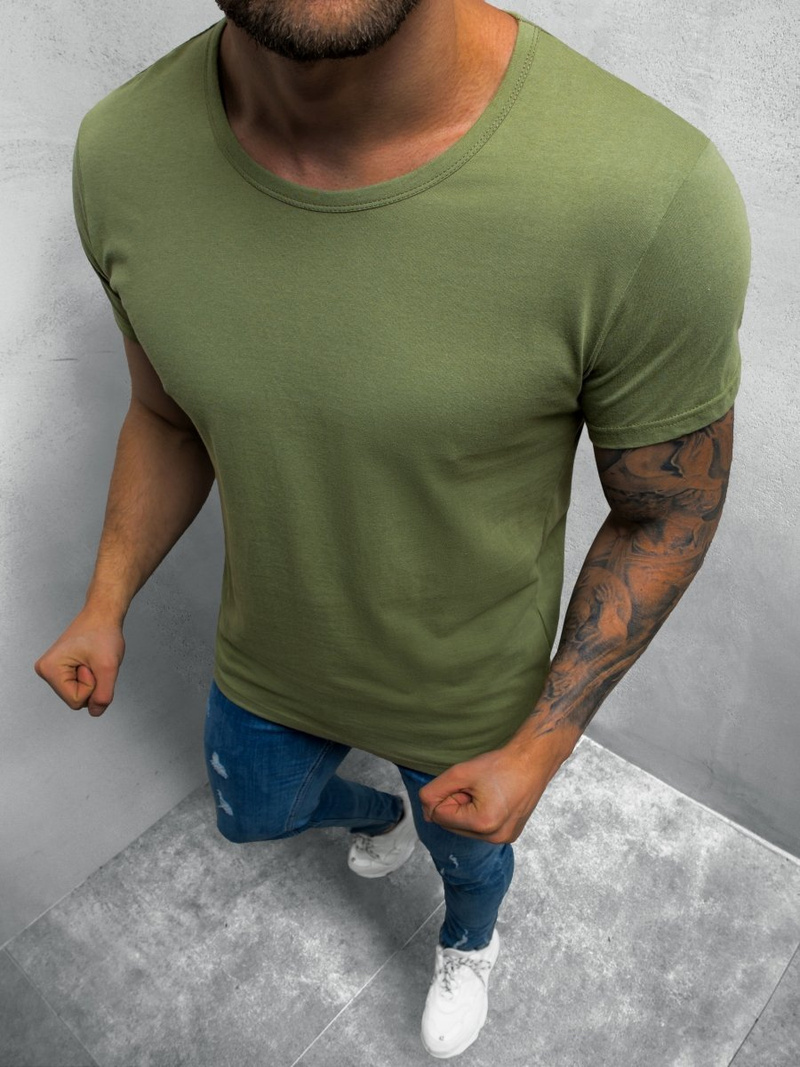 T-Shirt męski khaki OZONEE O/1208Z