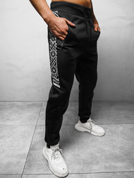 Spodnie dresowe męskie czarno-srebrne OZONEE O/HM663