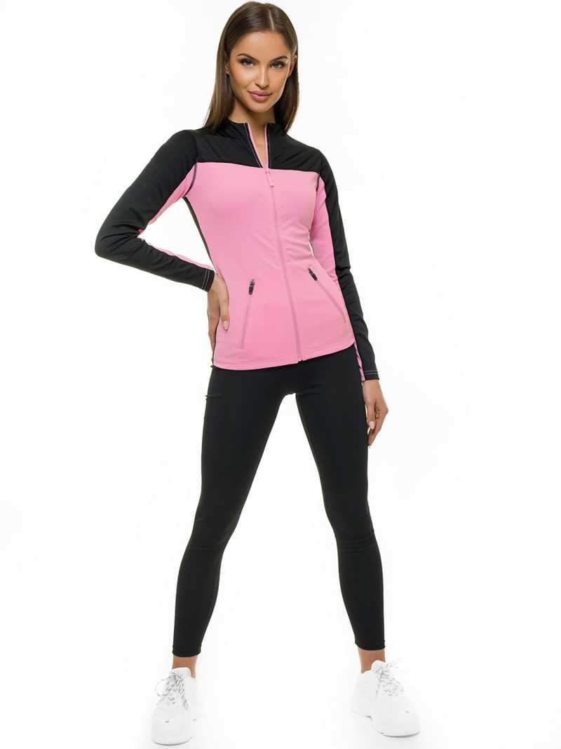 Bluza damska rozpinana różowo-czarna OZONEE JS/HD149/25