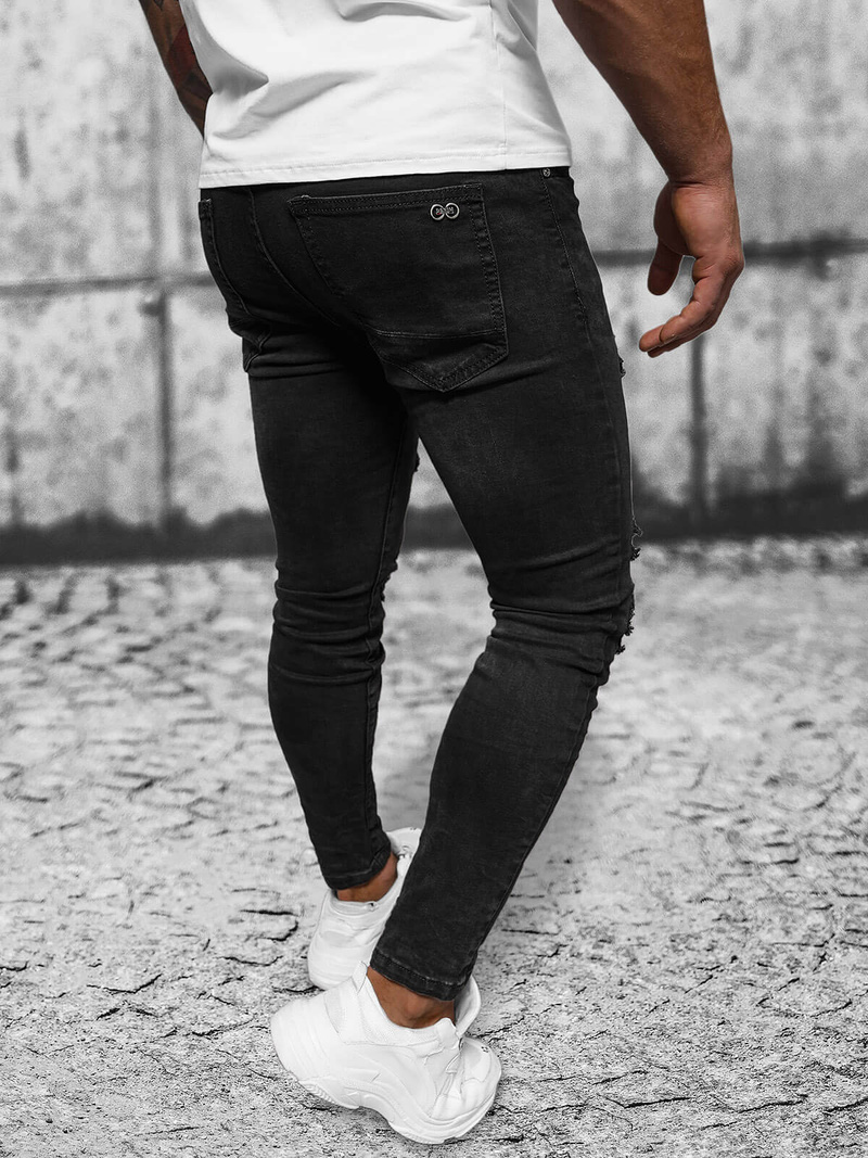 Spodnie jeansowe męskie czarne OZONEE DR/TF219