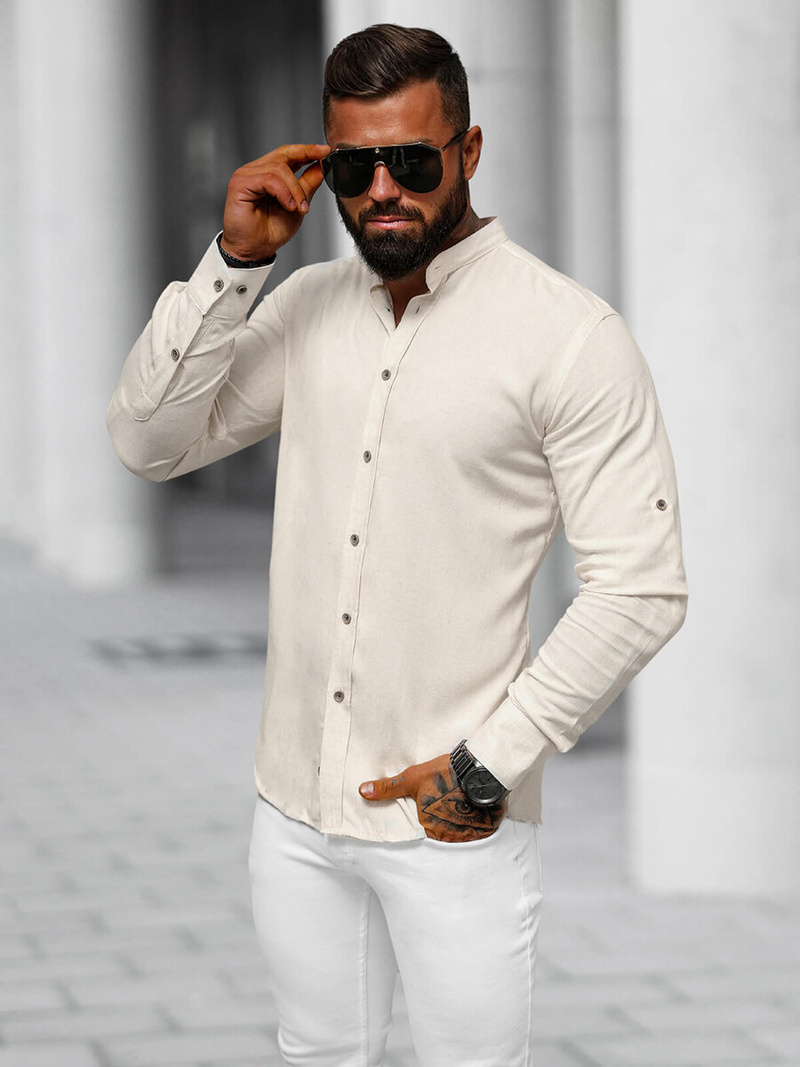 Koszula męska beżowa OZONEE O/242770