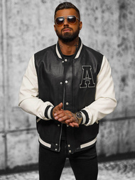 Чоловіча шкіряна куртка Чорно-Бiла OZONEE JS/11Z8112