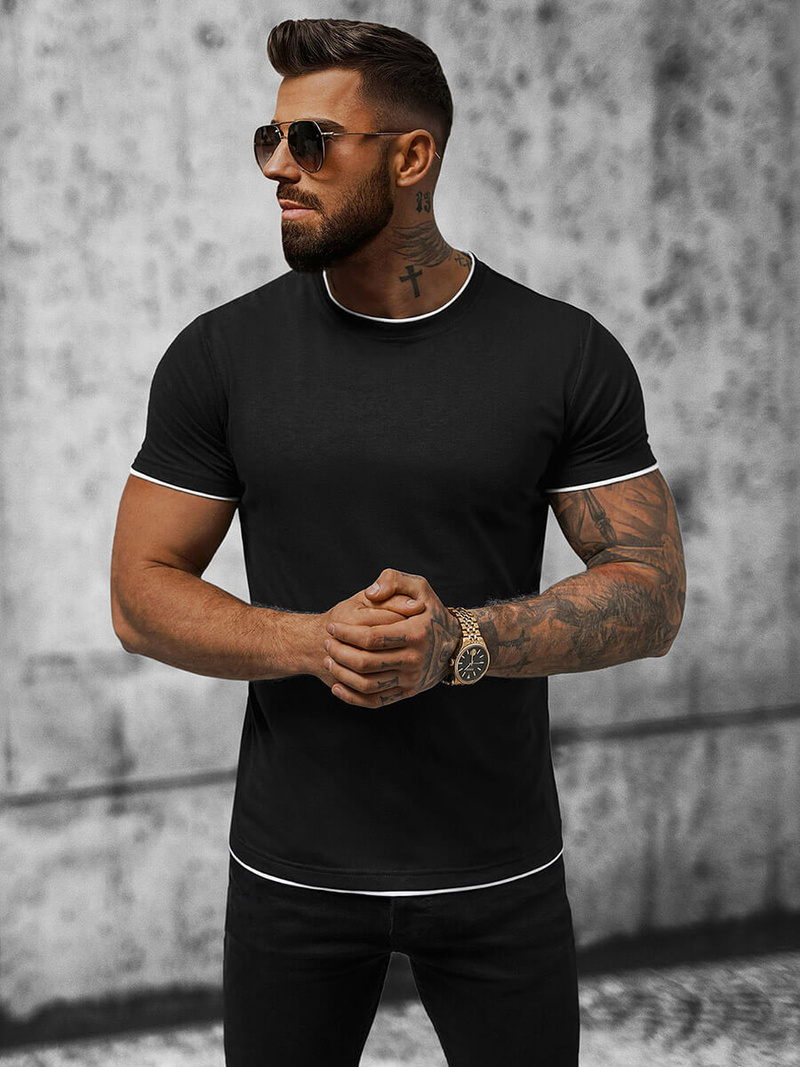 T-shirt męski czarny OZONEE JS/8T227/3