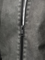 Kurtka skórzana męska bomberka grafitowa OZONEE JS/11Z8107