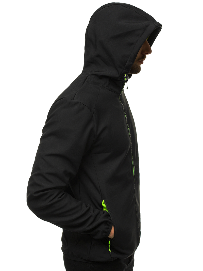 Kurtka softshell męska z kapturem czarna OZONEE JS/KS2190