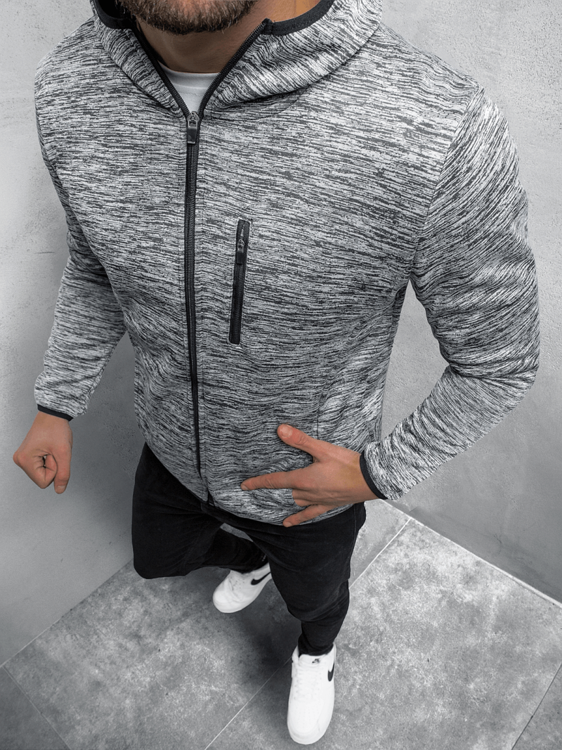 Bluza męska z kapturem rozpinana szara OZONEE JS/HH031/3