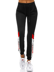 Spodnie dresowe damskie czarno-czerwone OZONEE O/82286
