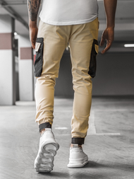 Spodnie męskie chino joggery beżowe OZONEE G/11131