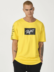 T-Shirt męski z nadrukiem żółty OZONEE MR/21550