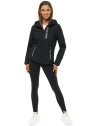 Kurtka softshell damska z kapturem czarna OZONEE JS/HD185/1