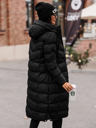 Kurtka zimowa damska długa pikowana czarna OZONEE JS/M736/392Z