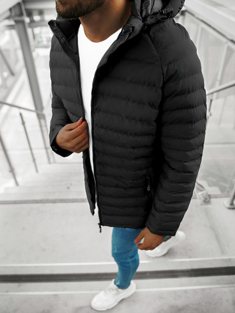 Kurtka przejściowa męska pikowana czarna OZONEE JS/M13058/392