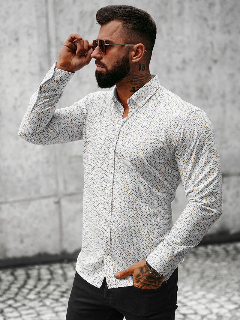 Koszula męska biała/1 OZONEE O/CLS349