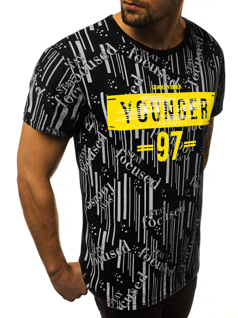 T-Shirt męski czarny OZONEE JS/KS1993