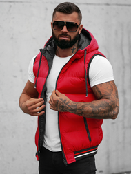 Kamizelka męska dwustronna z kapturem czerwona OZONEE N/7127Z