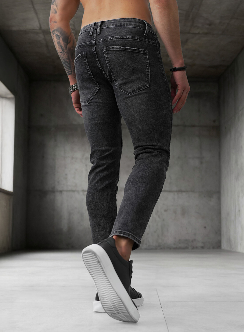 Spodnie jeansowe męskie slim fit czarne OZONEE O/JK2918