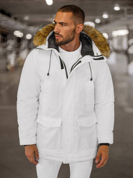 Kurtka zimowa męska z futerkiem biała OZONEE JS/5M779/281Z