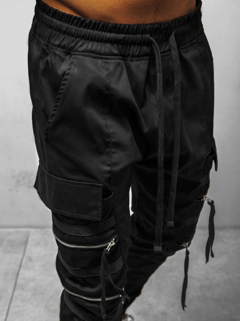 Spodnie męskie chino joggery czarne OZONEE G/11146Z