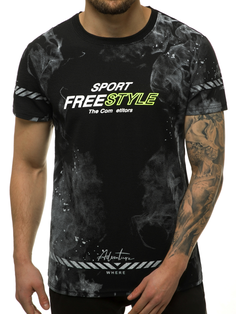 T-Shirt męski czarny OZONEE JS/SS11003